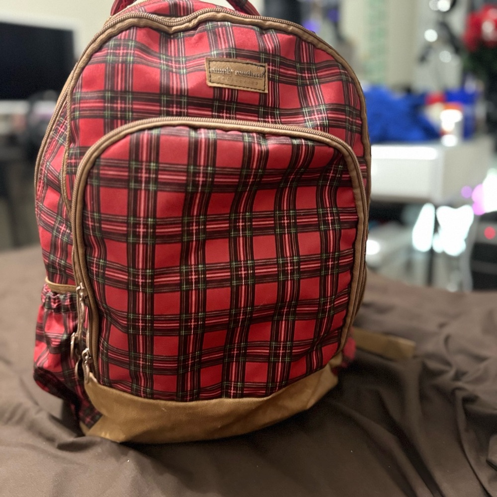 Simply Southern Red Plaid Backpack
